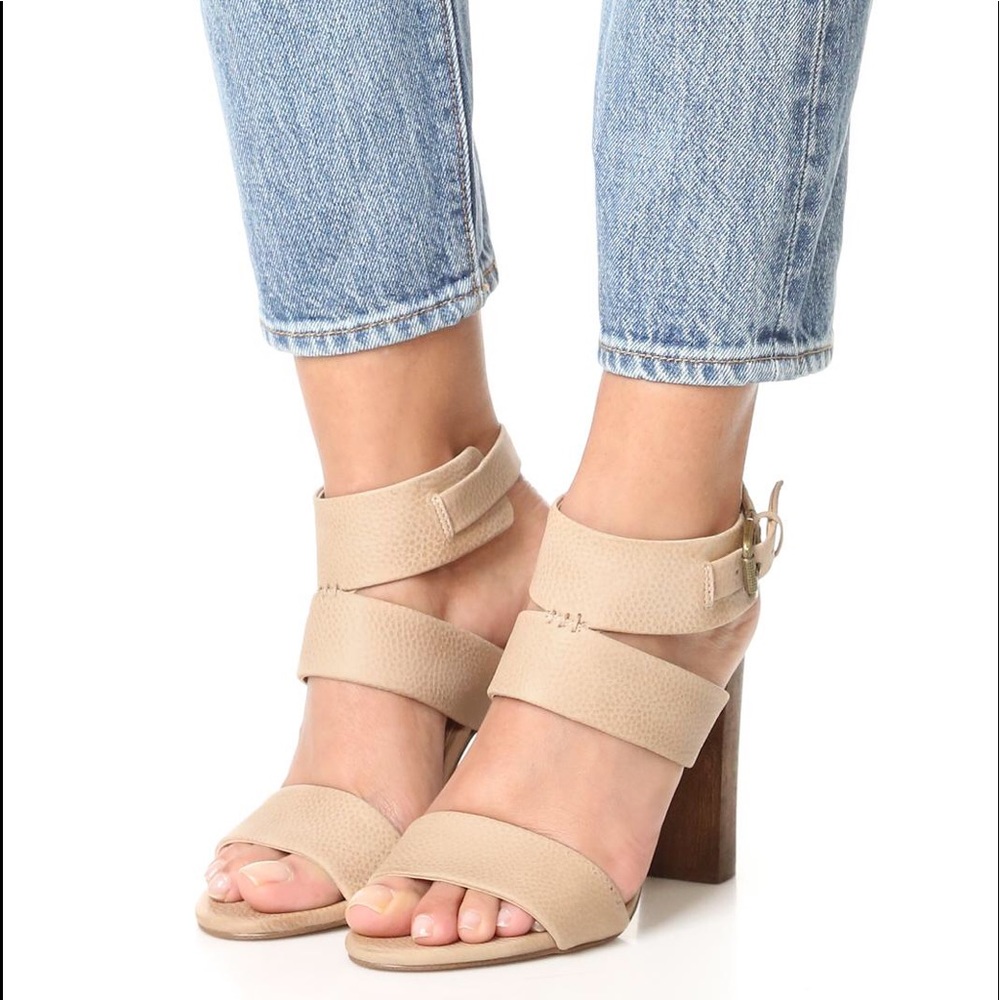 Splendid Jessy Tan Leather Wood Heels Sandals 7.5
